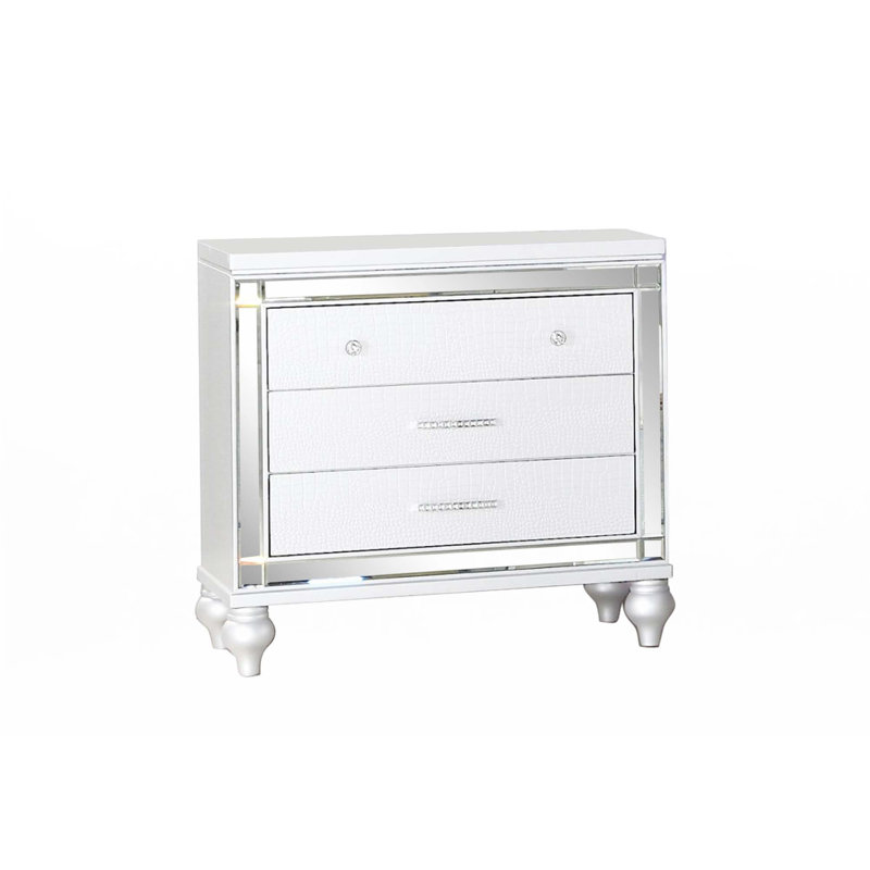 Table de chevet avec miroir, Blanc