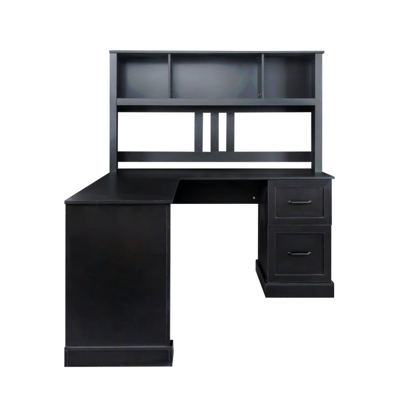 Bureau d'ordinateur à domicile avec huche, Noir