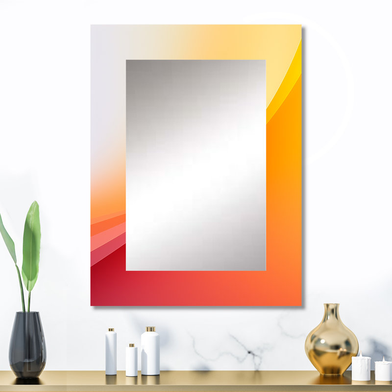 Orange Spectral Slice I - Abstract Shapes Mirror, Orange Unique Wall Mirror, Printed Metal Art, 32" x 24"