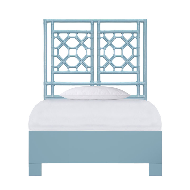 Lattice Back Platform Bed, Twin XL, Pool Blue