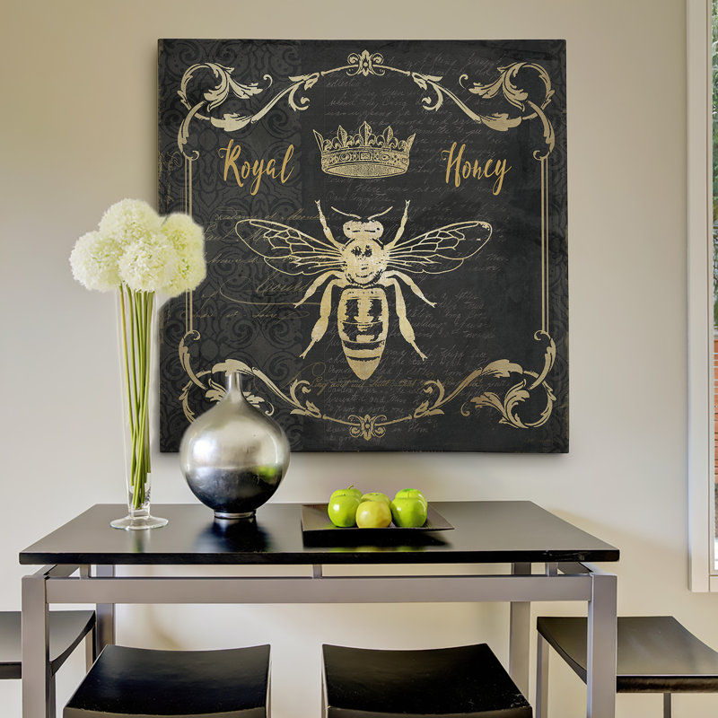 Royal Honey Bee I - impression d'art graphique, H 16 po x l 16 po x P 1,5 po, Toile tendue