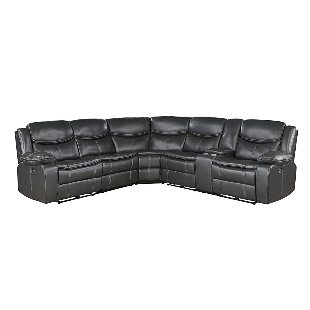 Ibtissam 99.5" Faux Leather Power Reclining Sectional with USB and Charging Outlets Hokku Designs