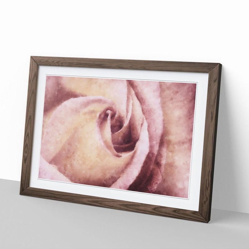 Pink Rose Flower Vol.6 - Framed Print, 48cm H x 65cm W x 2cm D, Walnut Framed