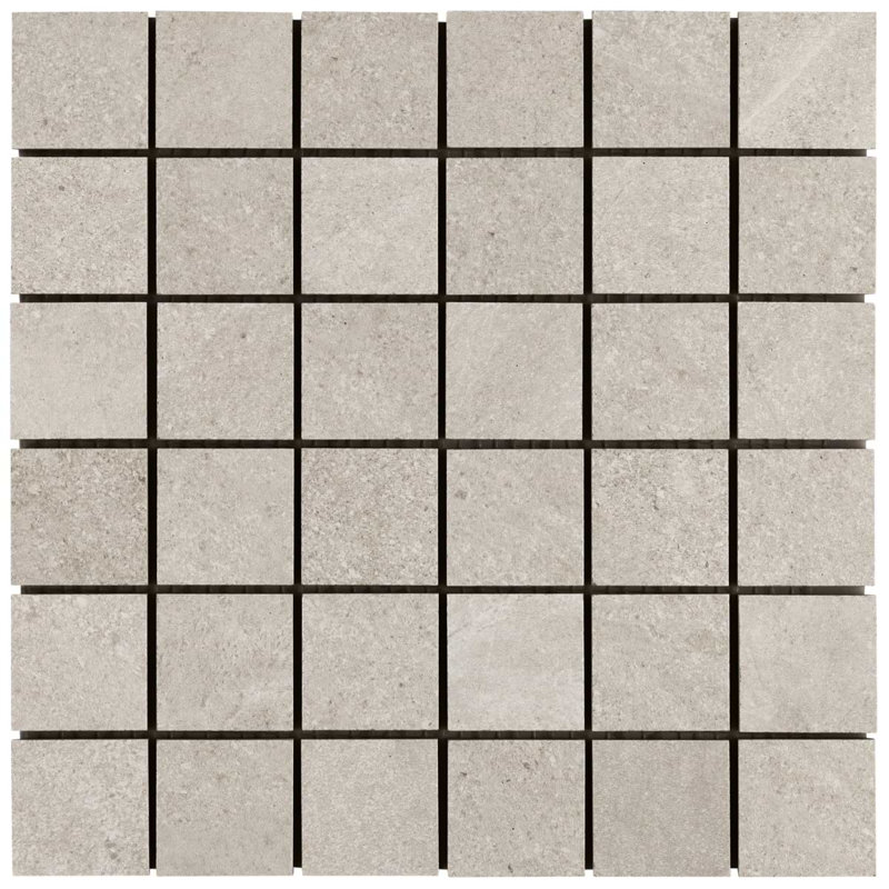 Era 12x12 Matte Textured Limestone Look Porcelain Mosaic Tile, Linen White