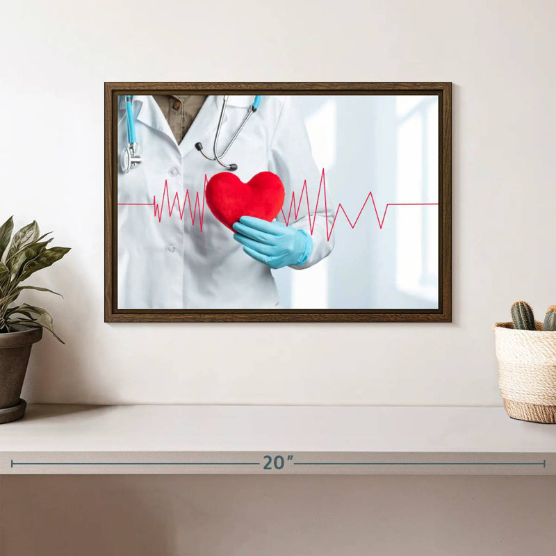 Soins médicaux pour cardiologue, 13 po x 9 po, Cadre flottant en noyer