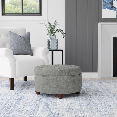 Aldolphus 25" Wide Tufted Round Storage Ottoman
