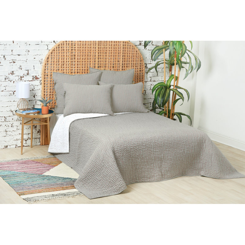 Courtepointe réversible en coton blanc standard Nashoba, Courtepointe grand