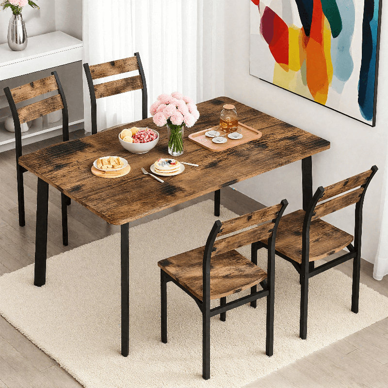Ensemble de table de salle à manger pour 4, table de cuisine et chaises de 5 pièces, ensemble de 4, table de salle à manger avec 4 chaises pour petit espace, cuisine, coin repas, coin repas