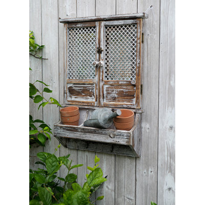 Retro distressed wooden faux window wall decoration