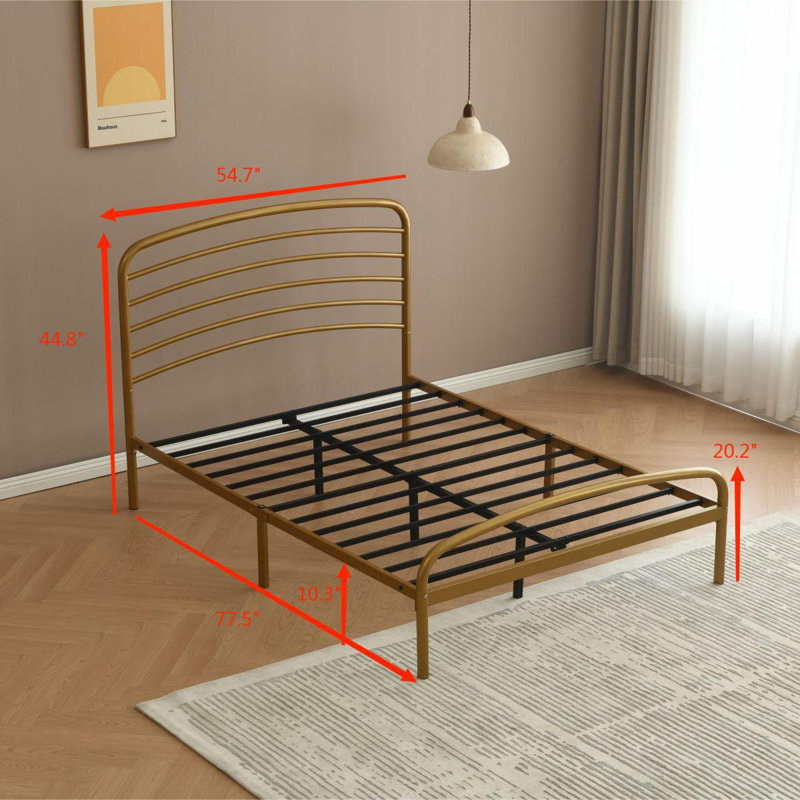 Sierrea Metal Platform Bed, Full / Double, Gold