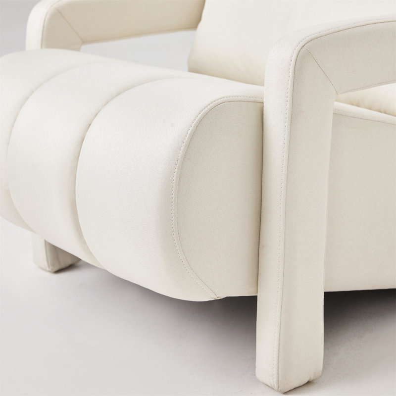 Foram Modern Upholstered Accent Chair With Linen Fabric And A Pillow, Beige