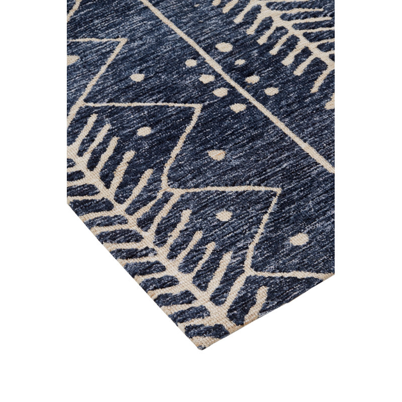 Geometric Power Loom Blue Area Rug, Rectangle 9'6" x 13'6"