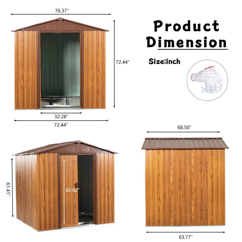 6 pi P Espace de rangement en métal avec construction solide et porte coulissante