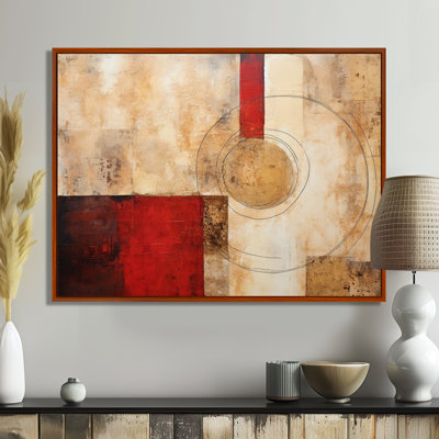 Cubist Red Colorfields Collage - Abstract Collages Wall Art Decor