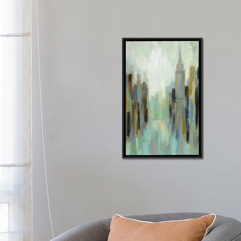 «New York Morning II», impression sur toile, H 26 po x l 18 po x P 1,5 po, Toile avec cadre noir, Pas de tapis