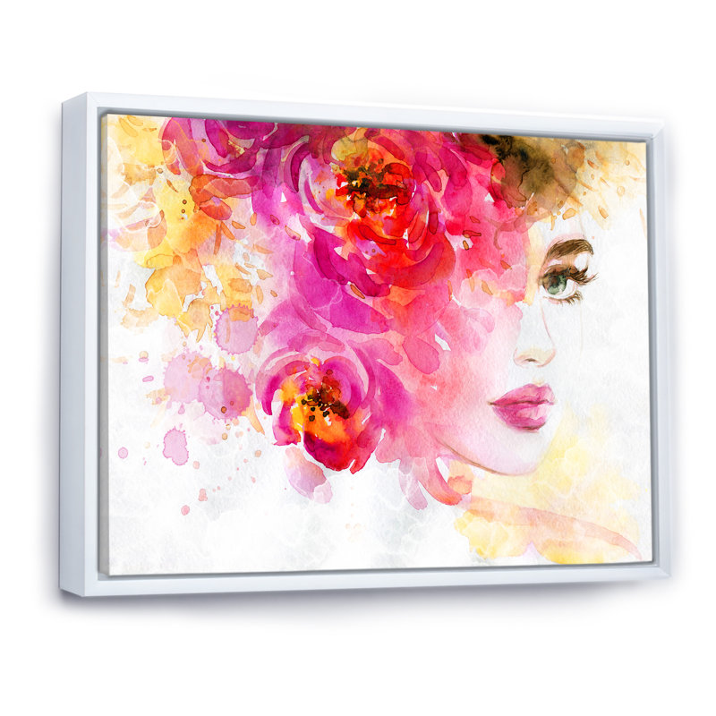 Art floral sur toile, H 30 po x l 40 po x P 1,5 po, Cadre flottant blanc