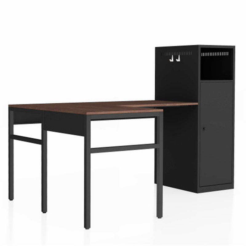 Ainsleigh L-Shaped Metal Base Computer Desk, Brown/Black