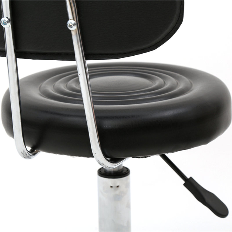 Backed Adjustable Height Ergonomic Lab Stool with Wheels, Black