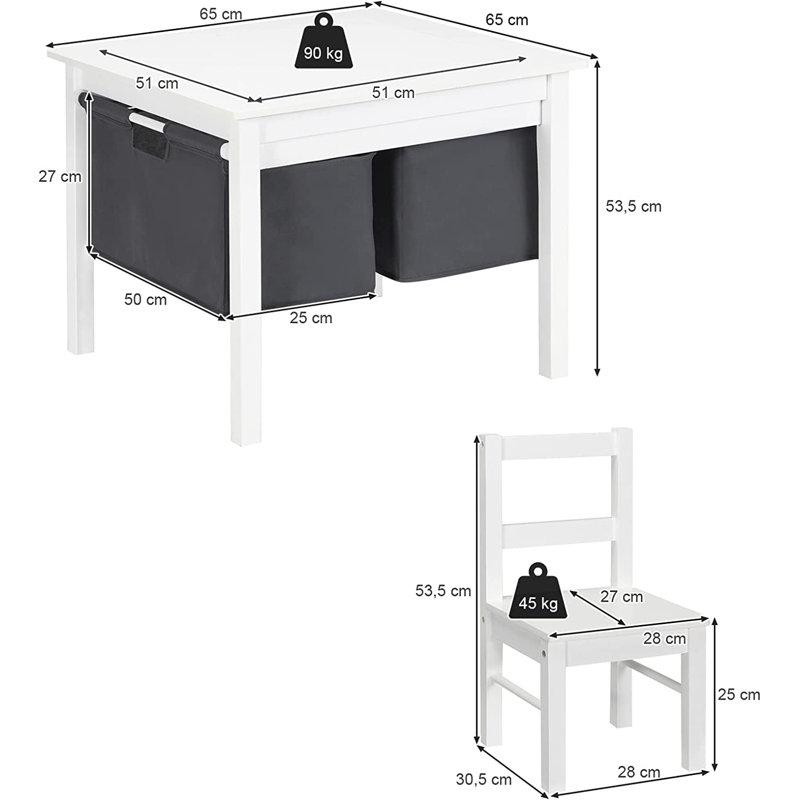 Arla Kids 3 Piece Square Game Table/classroom Table and Chair Set