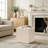 Modern Square Upholstered Ottoman with Solid Wood Frame Set Of 2-582441475