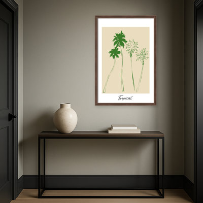 «Tropical 02 Green Palm» par Treechild, reproduction d'art sur toile encadrée