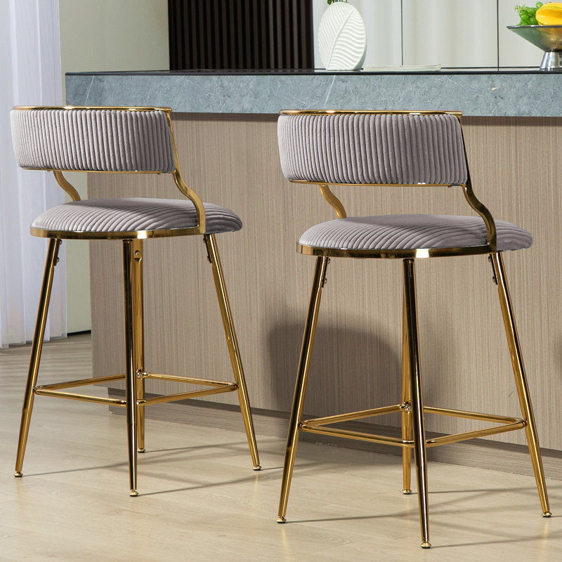 Ensemble de tabourets de bar à hauteur de comptoir 2,26 po Corduroy Kitchen Island, Gris