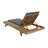 Acacia Wood Outdoor Chaise Lounge with Headrest and Side Table, Dark Gray Cushion