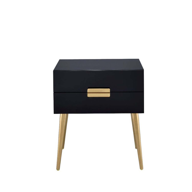 Table de bout Denvor, finition noire et or, Noir