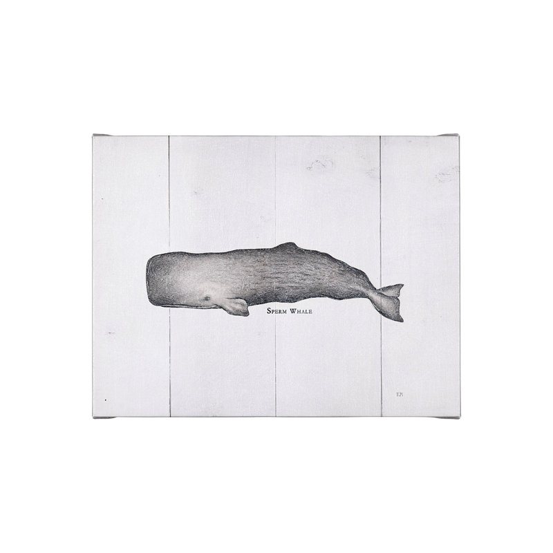 Toile texturée embellie à la main un cachalot, H 20 po x l 26 po