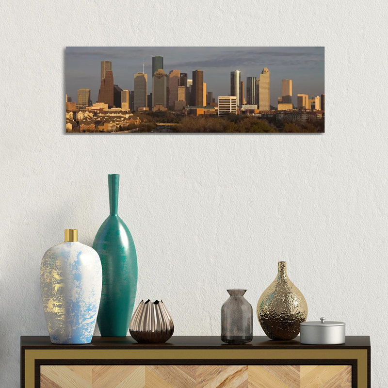 Houston Panoramic Skyline Cityscape (Evening) - Wrapped Canvas Panoramic Print, 30.48 cm H x 91.44 cm W x 1.91 cm D