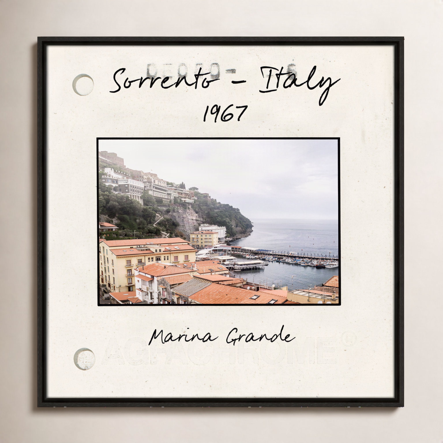 Travel Slide Collection "Sorrento, Italy" Print, Espresso Floater Framed Canvas, 31.5" H x 31.5" W x 2" D