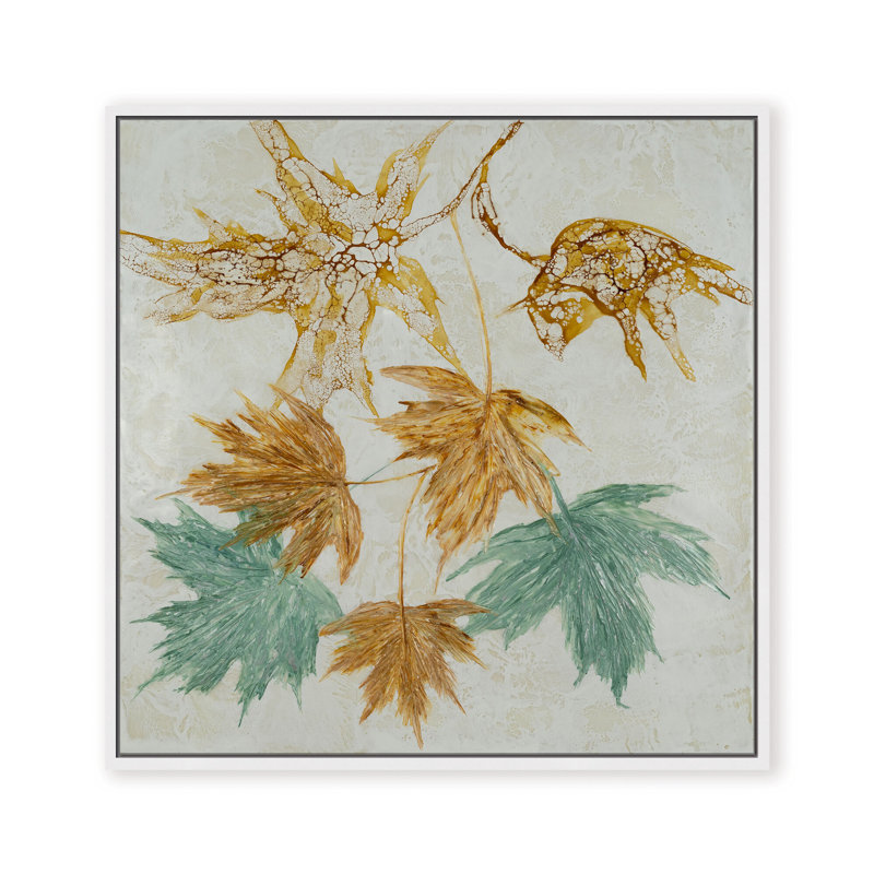Nature Inspired "Lustrous Foliage" Canvas Wall Art By , 30" H x 30" W x 1.125" D, Framed Print, Beige