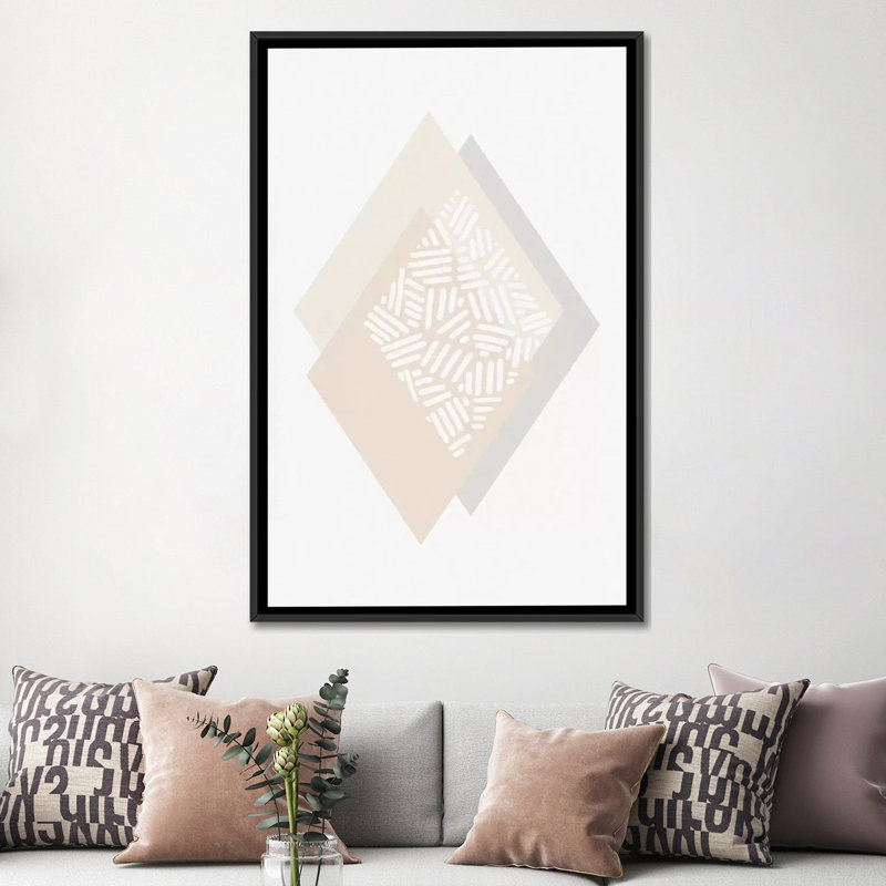 «Minimalist Geometric II», impression sur toile, H 26 po x l 18 po x P 1,5 po, Toile avec cadre noir, Pas de tapis