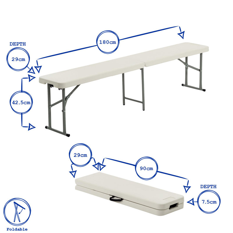 180cm Rectangular Portable Folding Table with 4 Chairs, White