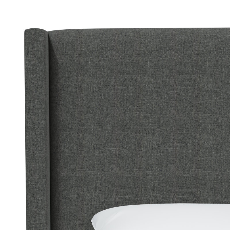 Lit tapissier standard Hanson, Très grand californien, Lin gris anthracite texturé Zuma