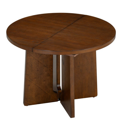 Solid Wood Round Dining Table, Extendable Kitchen Table with 16inch Removable Leaf for Dining Room, Living Room