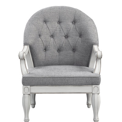 Gray Fabric Chair With White Trim, Build, Button Cushion For Luxury Feeling Comfortable And Chair, Construction, Pocket Coil Seat Enhanced Support