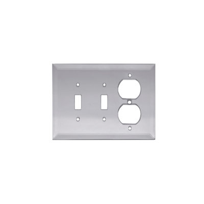 FHC MP10G 5-1/4" x 7-1/4" - Double Toggle Duplex Gray Glass Mirror Plate