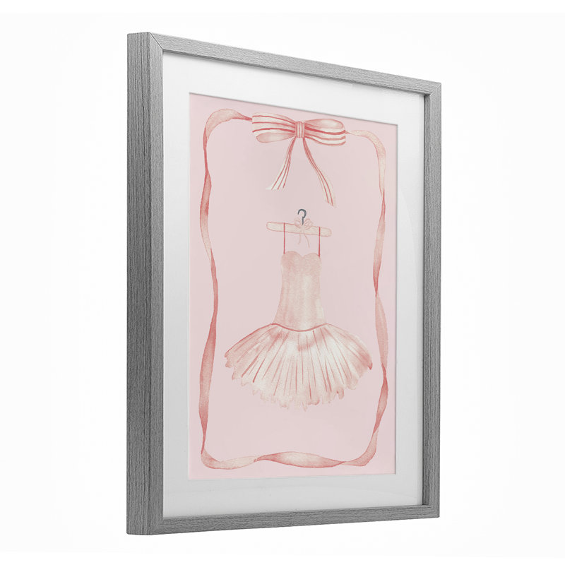 «Ballet Dress on Hanger», reproduction encadrée sous verre, conception de Nina Jacobs, H 21 po x l 17 po, Cadre de ferme gris