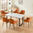 Modern 150Cm Effect Dining Table With 6 Luxury Velvet Chair With Arm