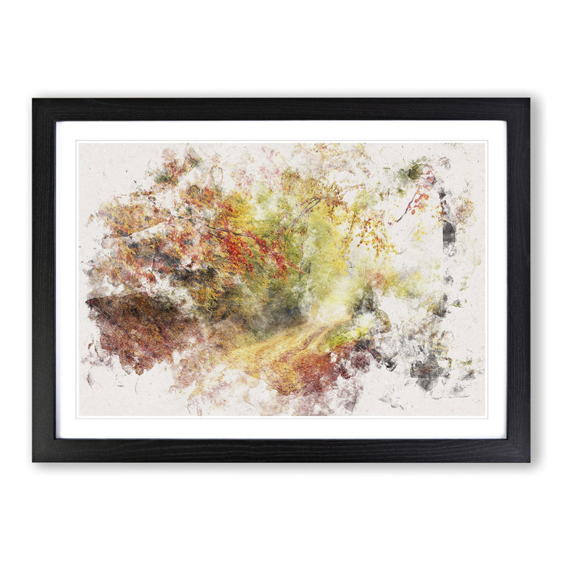 Autumn Forest Watercolour - Picture Frame Graphic Art Print, Black Framed, 36cm H x 48cm W x 2cm D