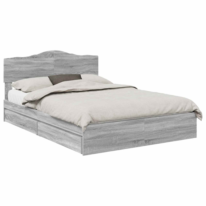 Bed Frame, European Double (140 x 200 cm), Grey Sonoma