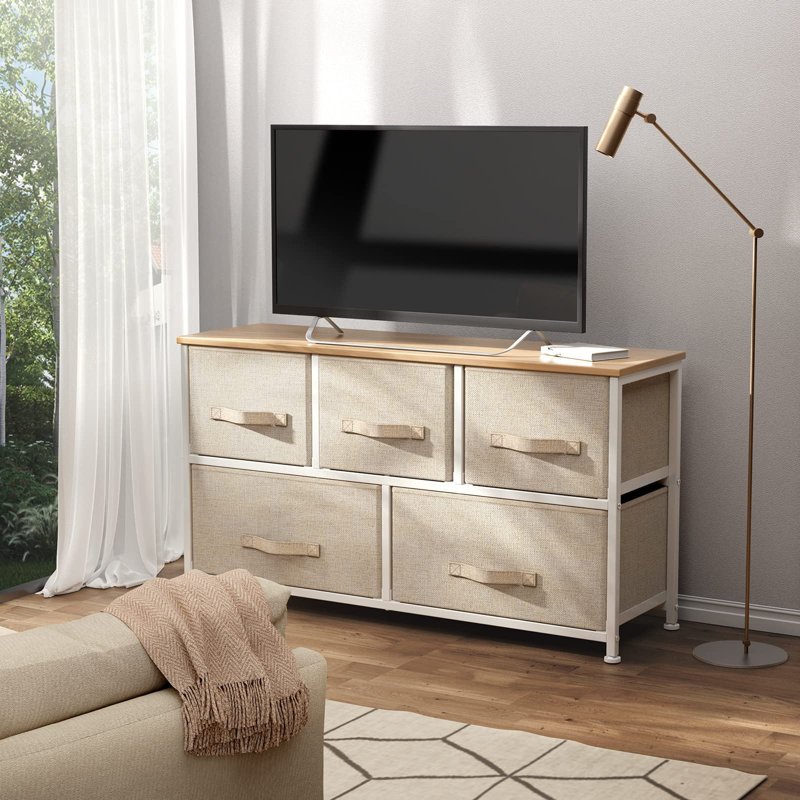 Talamantes 100cm W 5 - Drawer Chest of Drawers, Beige
