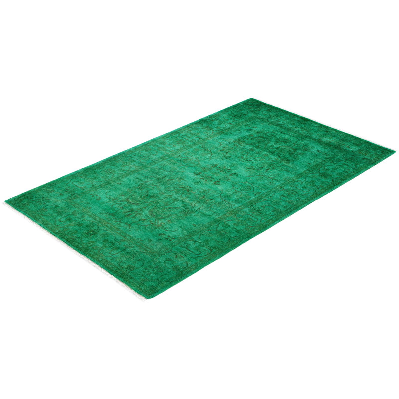 Tapis vert en laine 3 pi 1 po x 5 pi 1 po Huckstep