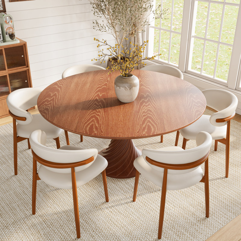 Ensemble de table de salle à manger en bois massif 5 pièces / 7 pièces pour 4/6/8, H 53,1 po x l 53,1 po x P 148 po, 7
