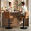 Fabric Upholstered Adjustable Swivel Bar Stools with Backrest & Footrest -1954015297