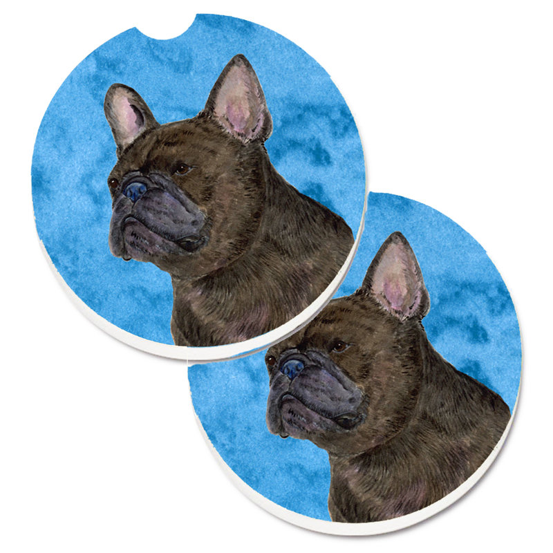 Sous-verre barbu collie voiture, Bouledogue français noir