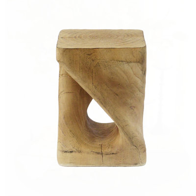 Wood-Like Texture MGO Twist Shape Side Table