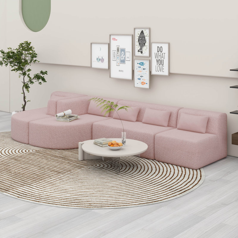 Canapé rembourré, siège profond, canapé modulaire moderne avec 2 chaises longues amovibles et 5 coussins