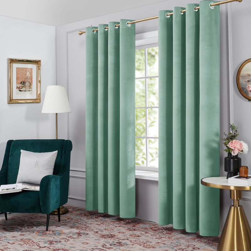 Zmari Blackout Curtain Panel Pair, 52" W x 63" L, Light Green